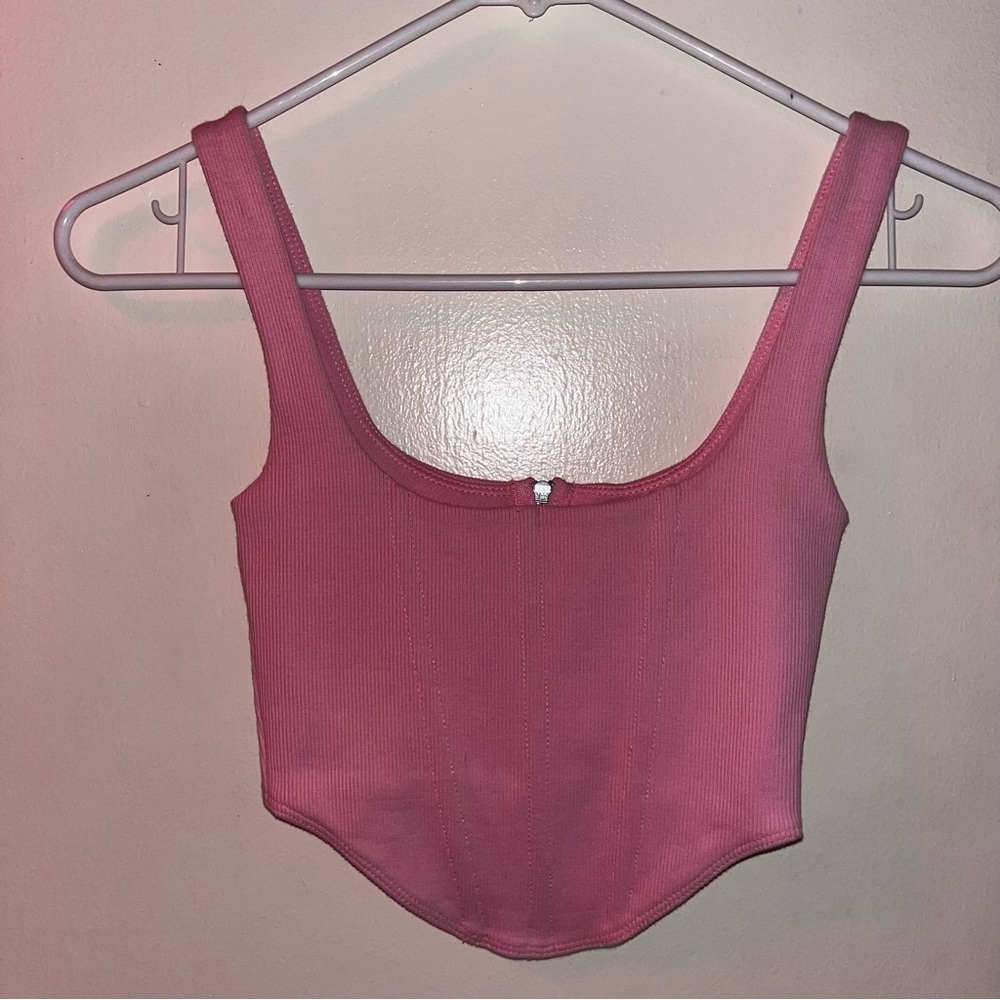 Princess Polly Pink Ribbed Corset Top